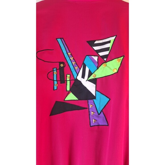 Vtg  Abstract Pink Windbreaker Jacket Women's Sz 8P Blouson 80's 90's Barbiecore - Picture 5 of 6